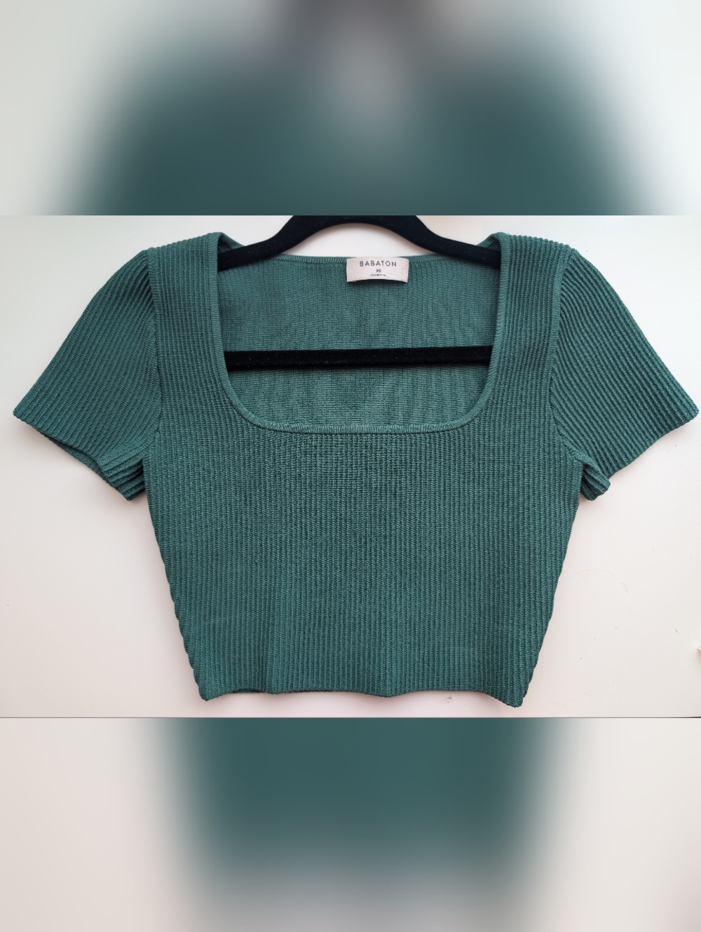 Aritzia Babaton Sculpt Knit Squareneck Top - Green XS